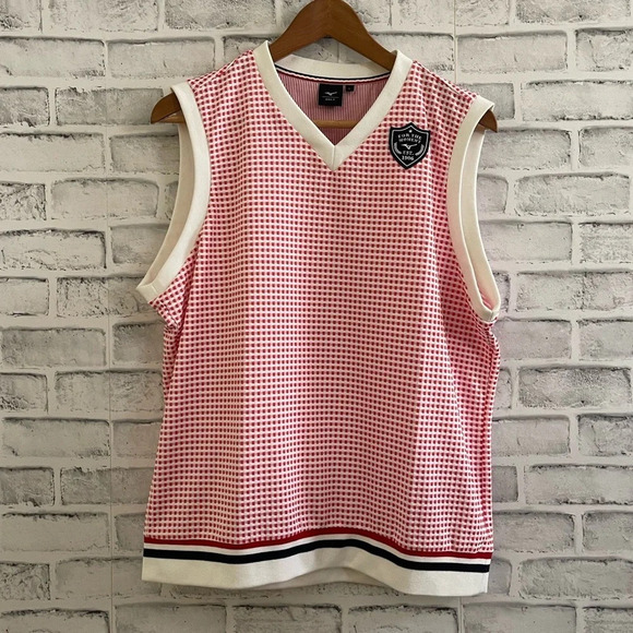Women’s Mizuno pink & white checkered pullover golf vest Large - Picture 1 of 5